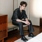 Cuban Collar Denim Shirt & Jeans Two-piece Set