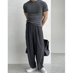 Drawstring Drape Pleated Pants