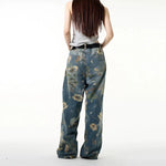 Floral Print Wide-leg Jeans