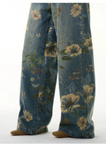 Floral Print Wide-leg Jeans