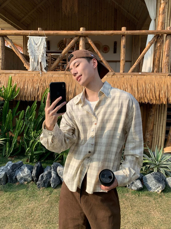 Relaxed Fit Long Sleeve Plaid Shirt 3