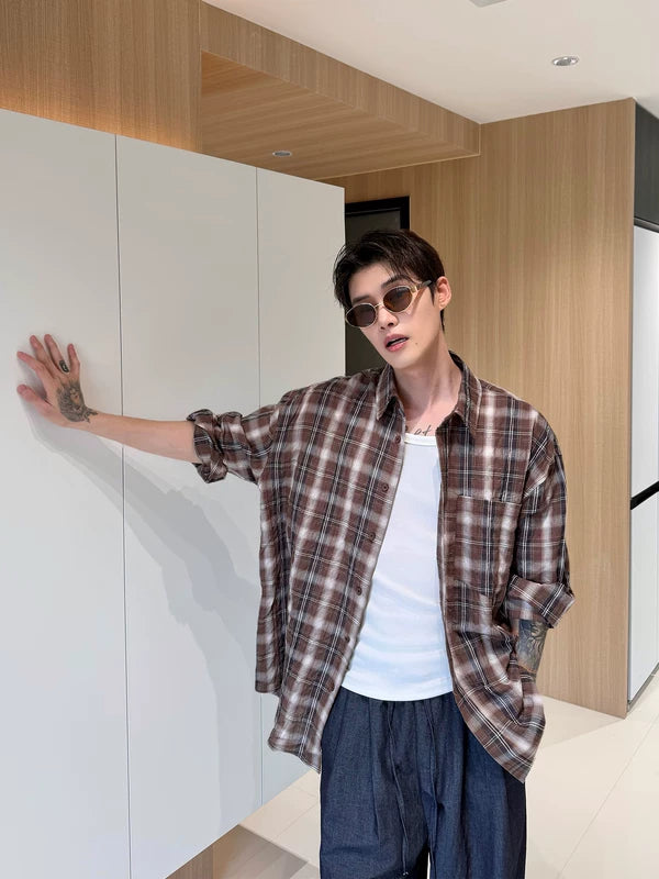 Plaid Long Sleeve Loose Fit Shirt 4