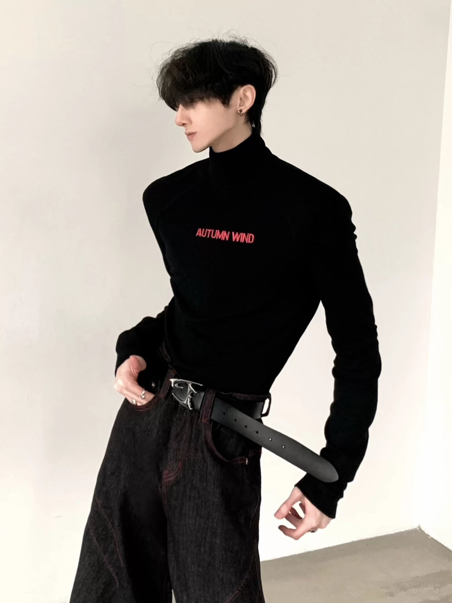 Camiseta de Manga Longa com Gola Alta Slim Fit 