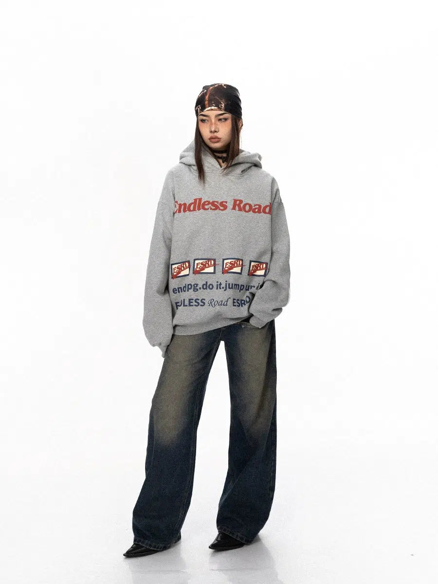 Printed Fleece Hooded Sweatshirt