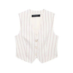 Sleeveless Striped Vest and Shorts Set