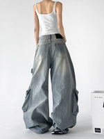 Wide Leg Denim Cargo Pants 3