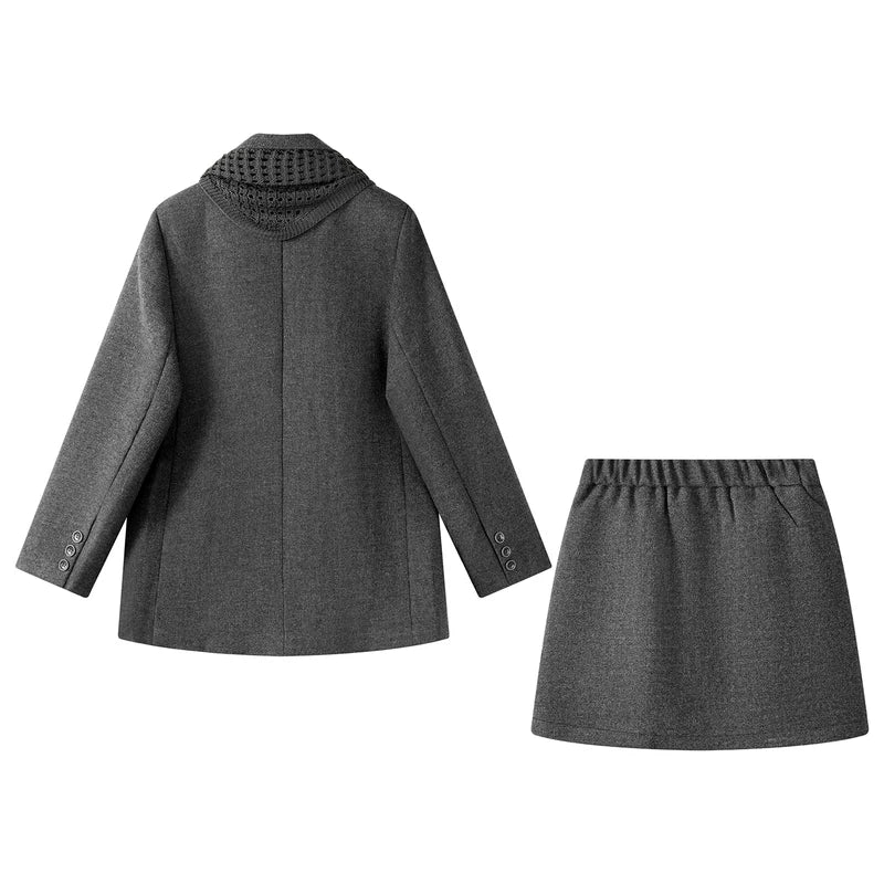 Retro Blazer and Skirt Suit Set 2