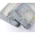 High Waisted Graffiti Print Wide Leg Jeans Pants 4