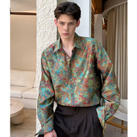 Abstract Oil Painting Print Button Shirt