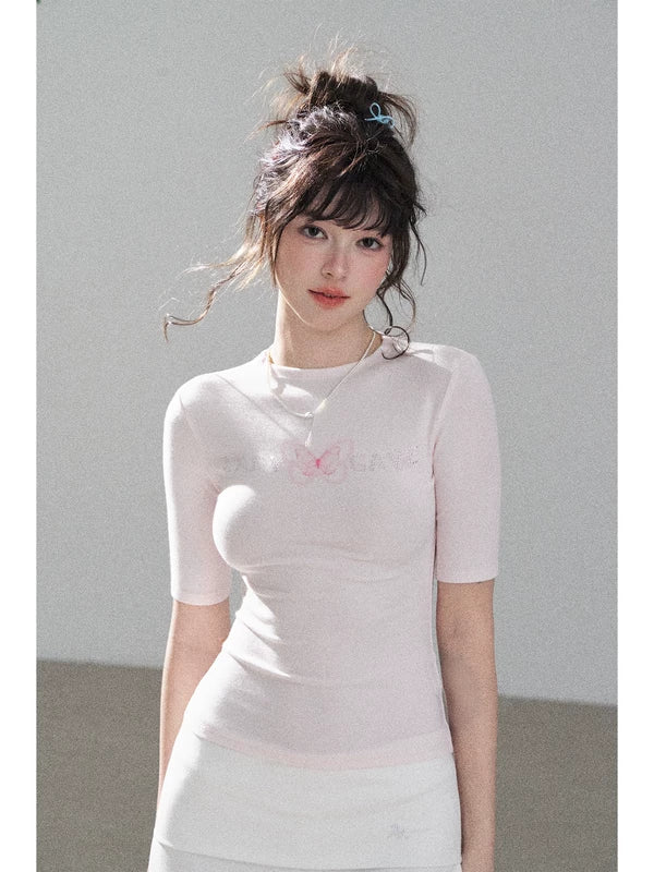 Butterfly Graphic Fitted Short Sleeve Top 5