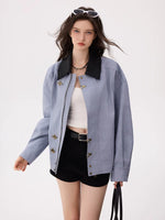 Button-Front Bomber Jacket with Stand Collar 5