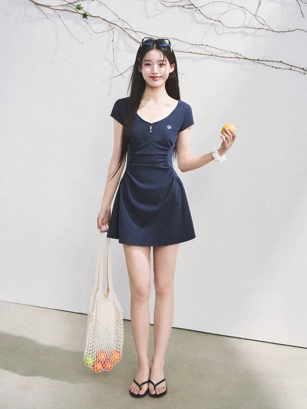 Cotton Parisian Dress with Pleated Waist 2