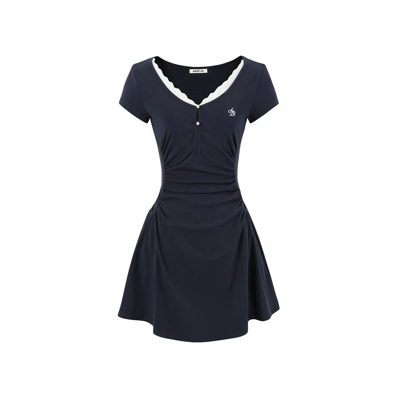 6208485011508,6208485011509,6208485011510,6208485011511, Cotton Parisian Dress with Pleated Waist