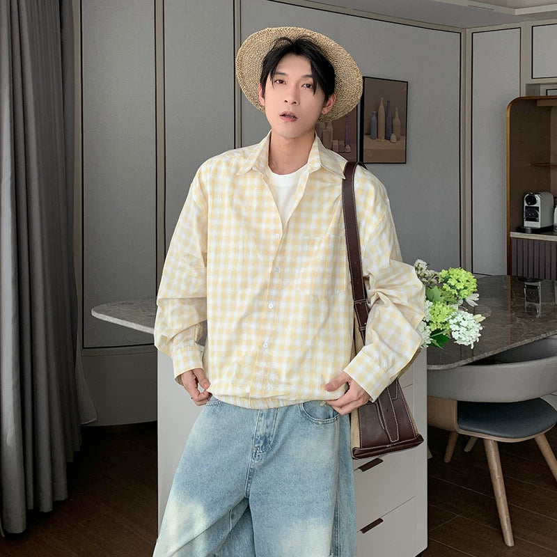 6026729800318,6026729800319,6026729800320, Cotton Plaid Long Sleeve Casual Shirt