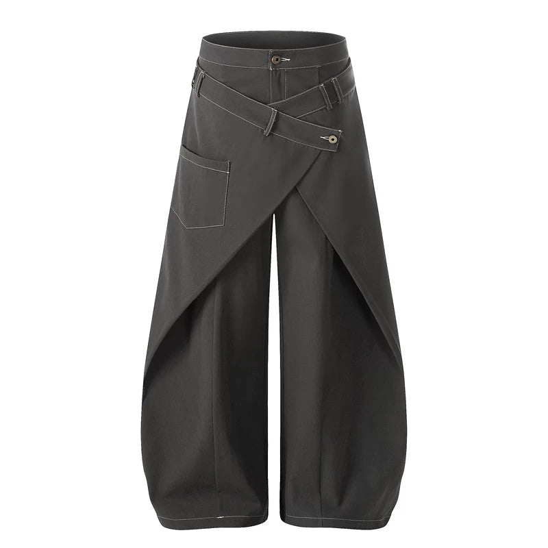 Deconstructed Wrap Patchwork Wide-Leg Pants 5