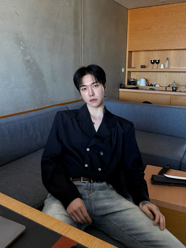 Double-Breasted Long Sleeve Dress Shirt 4