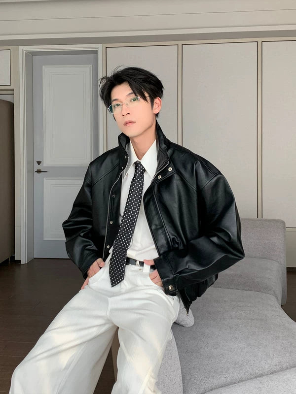 Faux Leather Motorcycle Bomber Jacket 2