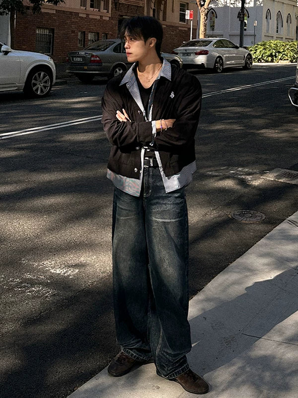 Faux Two-Piece Collared Button Jacket 3