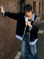 Faux Two-Piece Collared Button Jacket 5