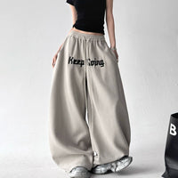 Relaxed Letter Print Wide Leg Pants