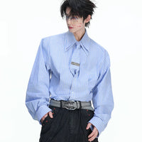 Camicia a righe oversize con cravatta attaccata 