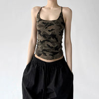Camouflage Slim Fit Spaghetti Strap Tank