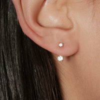 Silver Double Diamond Stud Earrings