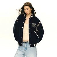 Varsity Style Button-Up Emblem Coat