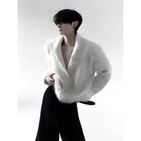 Faux Mink Fur V-Neck Sweater