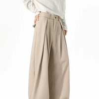 주름이 있는 와이드 레그 드레스 팬츠 