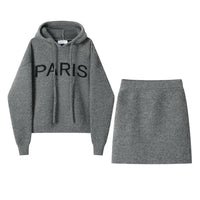 Paris Print Hooded Knit and Skirt