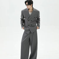 Double-Breasted Suit Jacket and Wide-Leg Pants