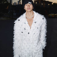 Feather Tassel Textured Long-Sleeve Shirt