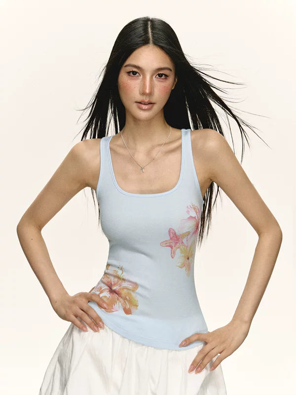 Floral Print Scoop Neck Tank Top 2