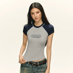 6200436022766,6200436022767,6200436022768,6200436022769, Graphic Raglan Short Sleeve Fitted Tee