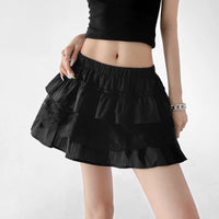 High Waist Lace Patchwork Puff Skirt
