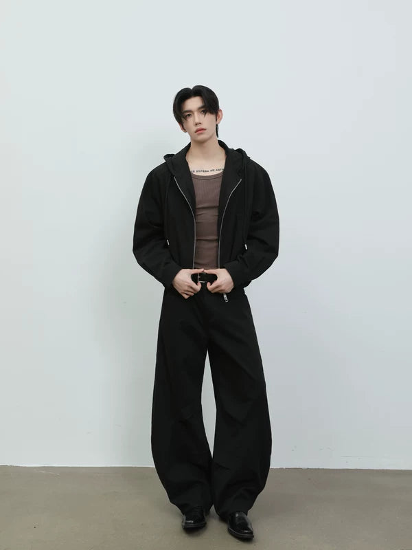 Hooded Jacket and Wide-Leg Pants Set 2