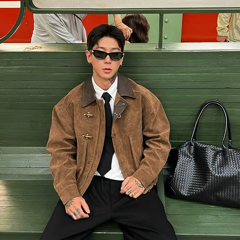 Suede Work Jacket with Airplane Buckle