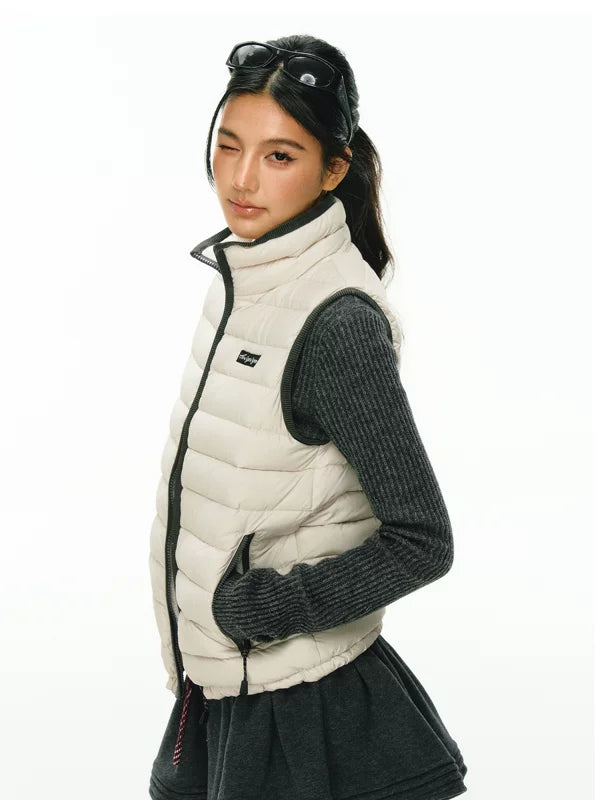 Colete Puffer Leve com Zíper Frontal 