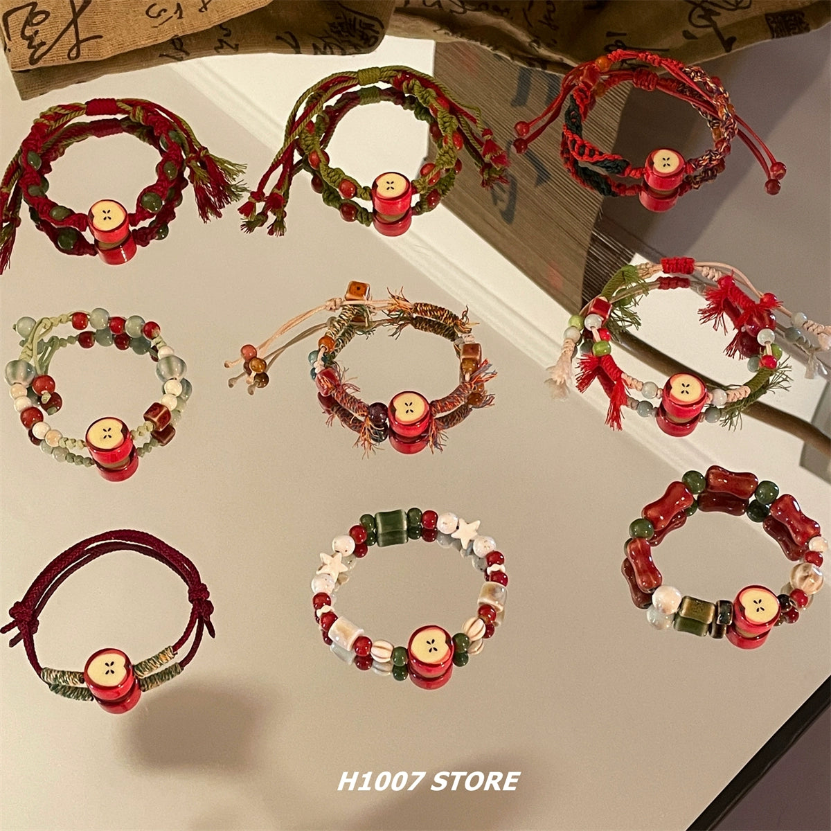 Seramik Elma Boncuklu El Yapımı Bilezik 