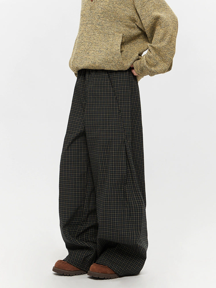 Plaid Loose Wide-Leg Pants