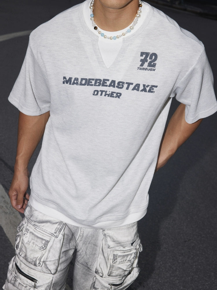 Pullover corto a maniche corte con stampa retro 