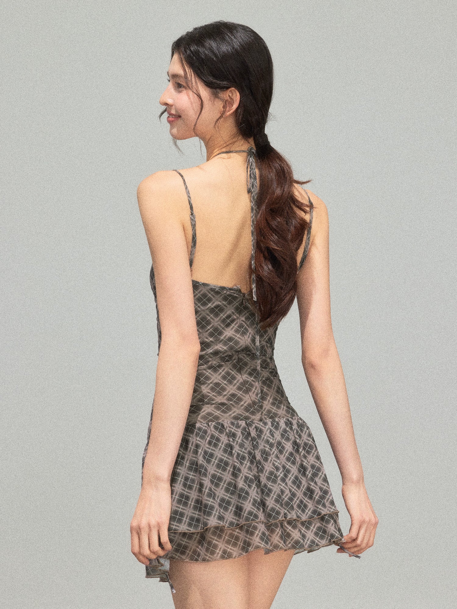 Plaid Halter Neck Sundress