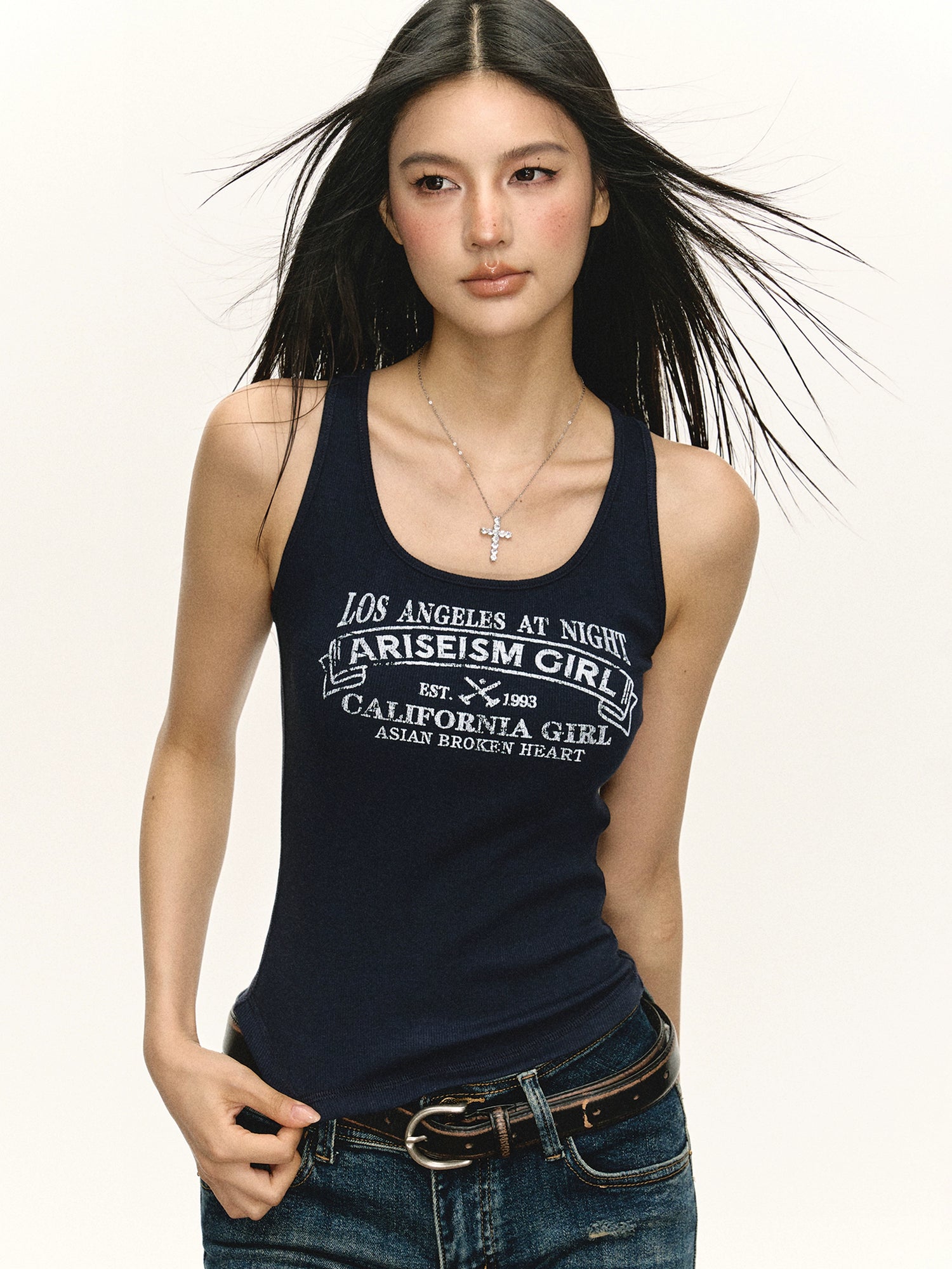 Retro bedrucktes Slim Fit Tanktop 