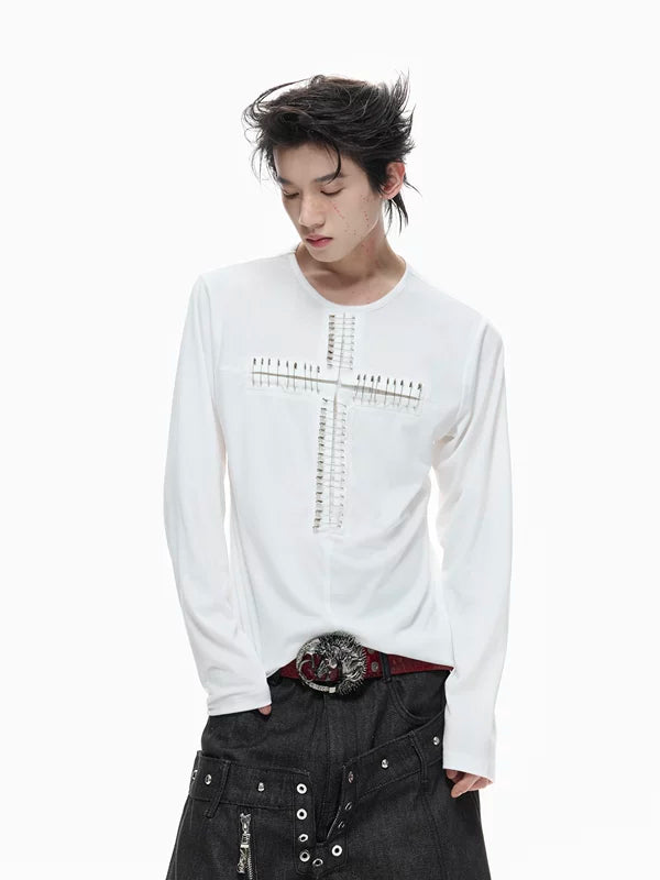 Long Sleeve Cross Detail Slim Fit Shirt 1