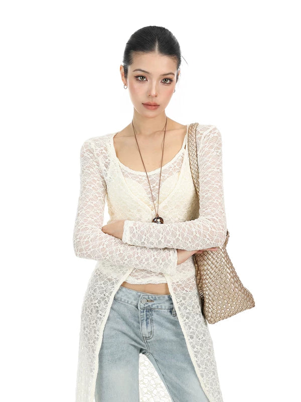 Long Sleeve Lace Layered Cover-Up Top 3