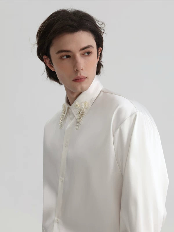Minimalist Satin Long Sleeve Dress Shirt 5