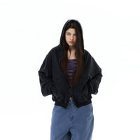 Oversized Distressed Zip Up Hoodie Jacket