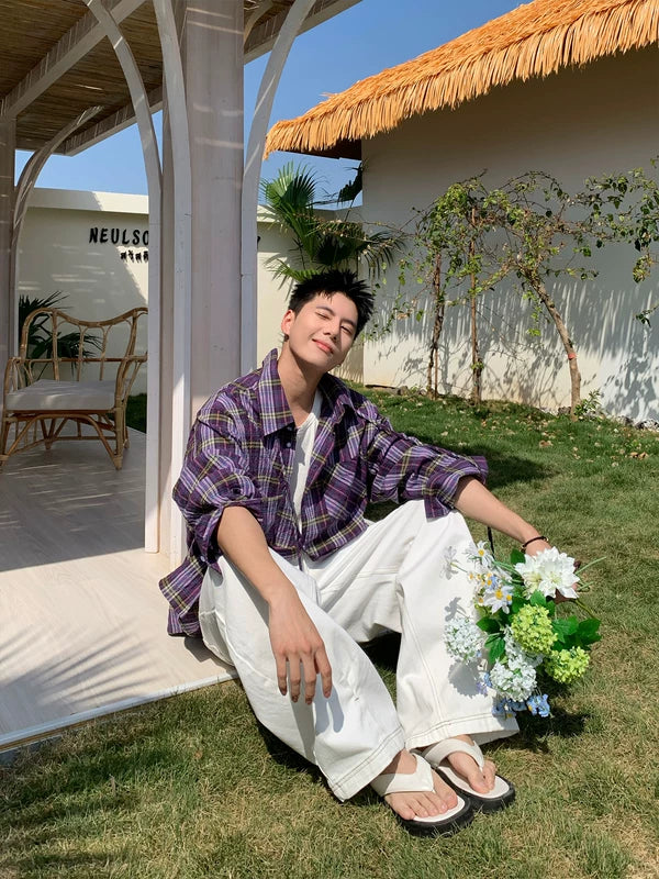 Relaxed Plaid Long Sleeve Streetwear Shirt 3