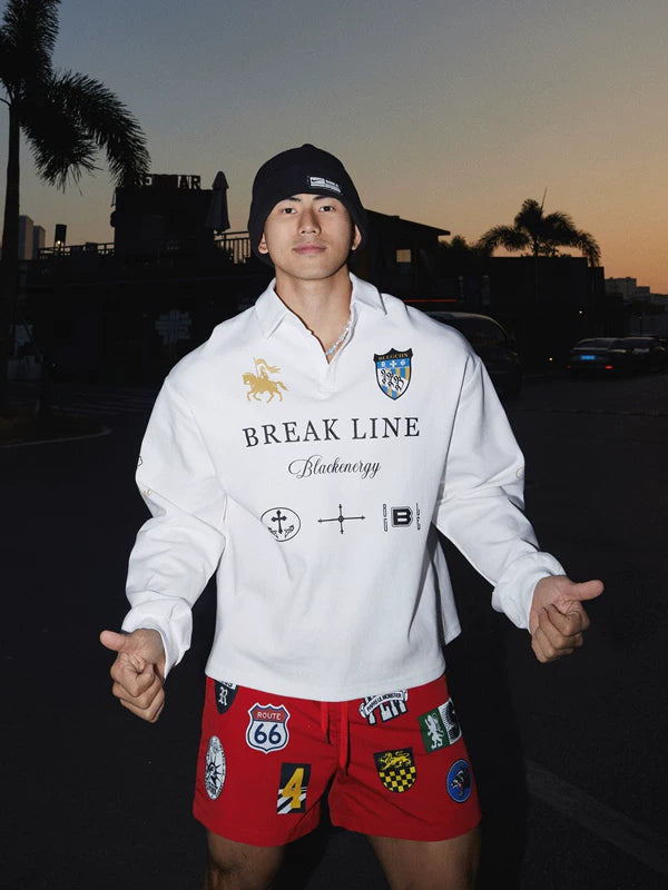 Retro Sporty Embroidered Polo Sweatshirt 5